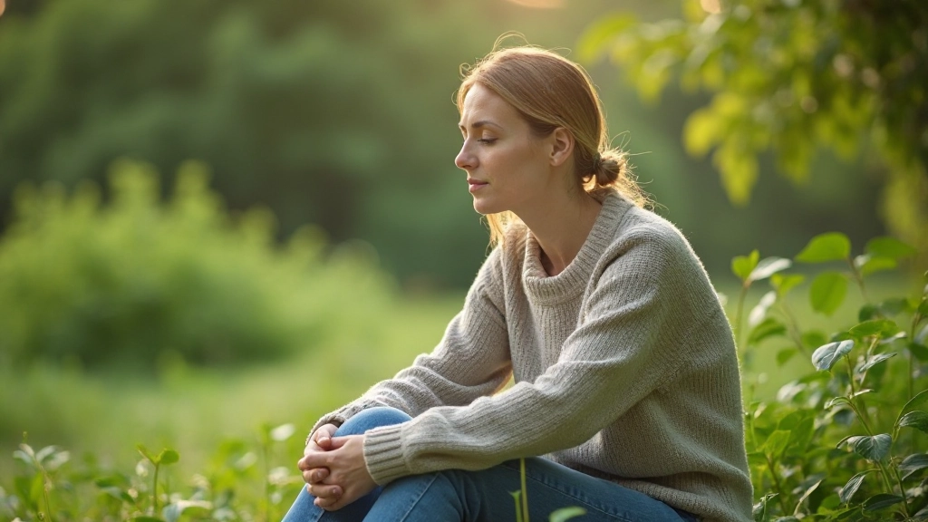 Osoba sa cítí pokojná a spokojná v prírodnom prostredí s prírodnými prvkami